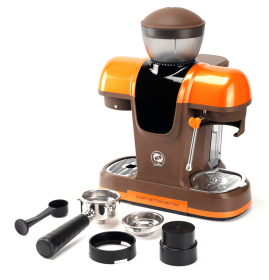 PSME2603 Semi-Automatic Coffee Grinder with 19bar Extraction for Rich Oils. Features 11 precision grind levels, 220g coffee pod