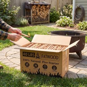40 Lbs Fatwood Fire Starter Sticks, 100% Natural Kindling wood, Pine Firewood Firestarter for Campfire, Stove, Fireplace, Bonfires, Grill