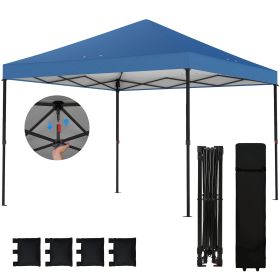 10 x 10 ft Pop Up Canopy Tent with One Push Setup, Outdoor Portable Instant Canopy Shelter w/ Roller Bag, Dark Blue