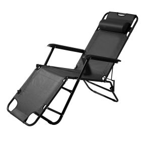 Portable Dual Purposes Extendable Folding Reclining Chair Black