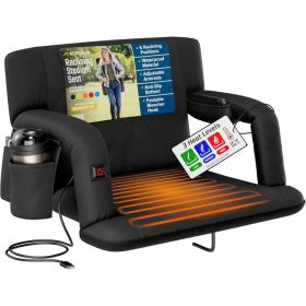 Alpcour Heated Reclining Stadium Seat For Bleachers With Back Support (Option: Black-25Wide)