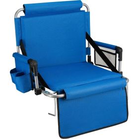 Alpcour Stadium Seat - Foldable, Padded Bleacher Chair With Backrest, Armrest, Pockets, & Cup Holder (Option: RoyalBlue-21Wide)
